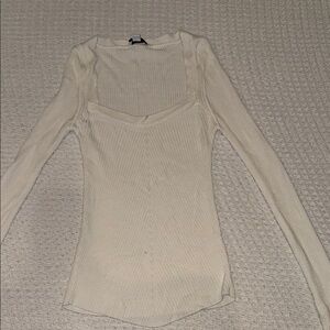 Women's Ribbed Long Sleeve Top - Cream